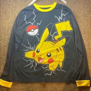 Pokemon Pikachu Long Sleeve Tee Black and Yellow